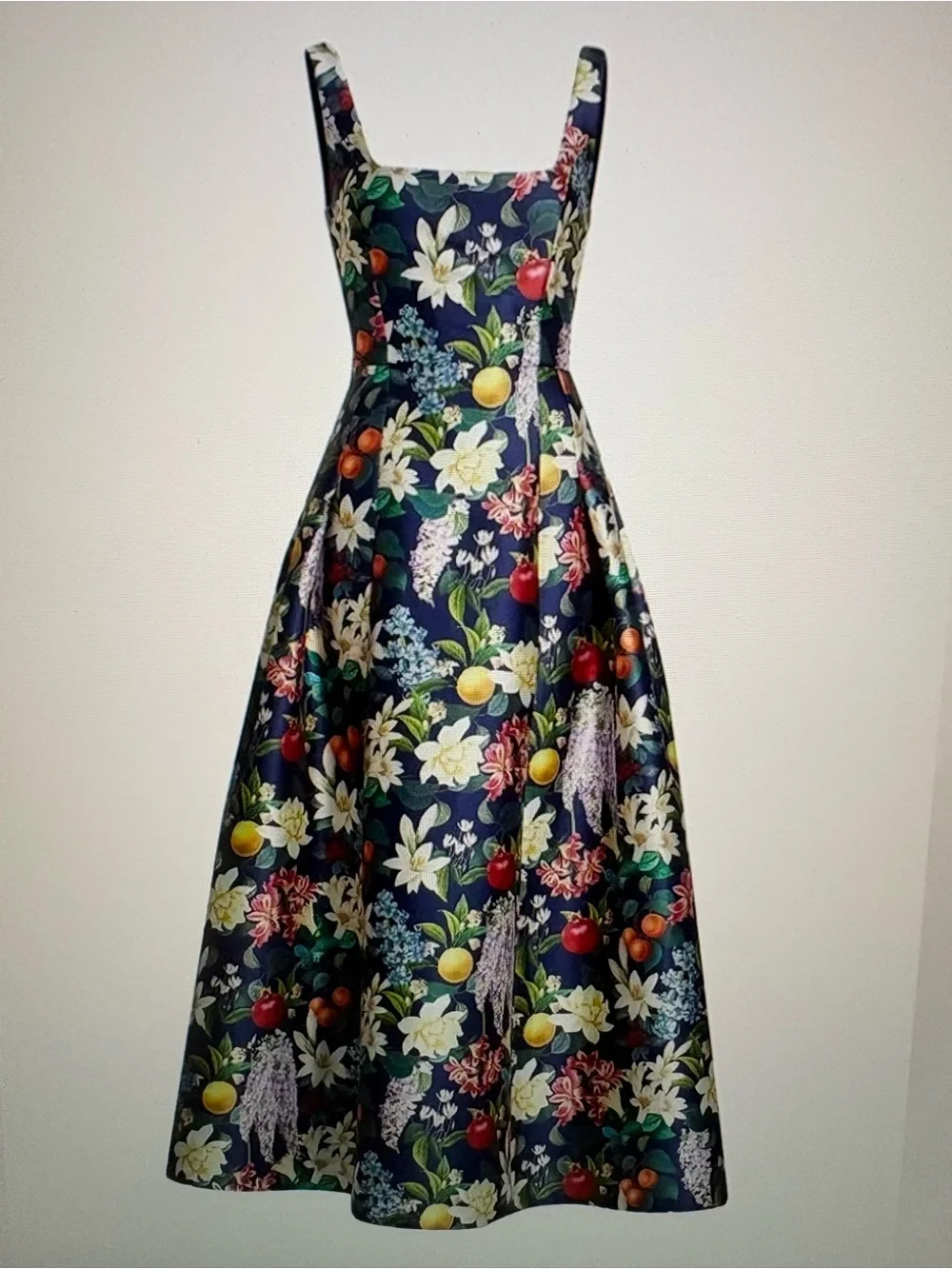Sachin + Babi Navy Floral Print Dress with Yellow Accents - Picture 1 of 3